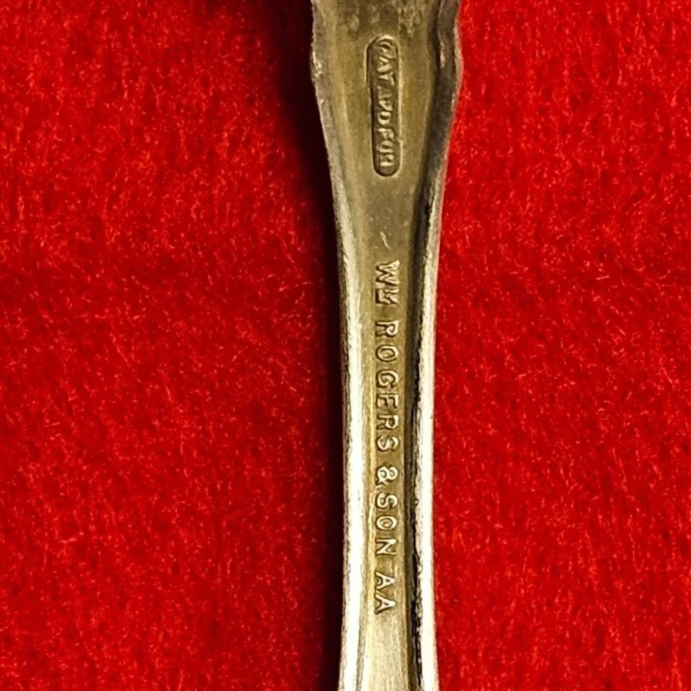 3 State Souvenir Spoons IL IN TX Rogers & Son AA Eagle Silver-plate Vintage 1915